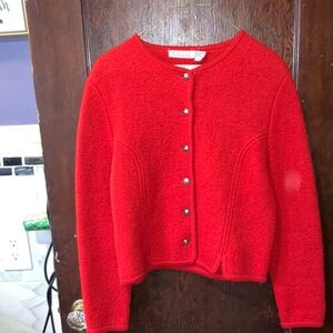 Vintage Talbots Red Boiled Wool Cardigan